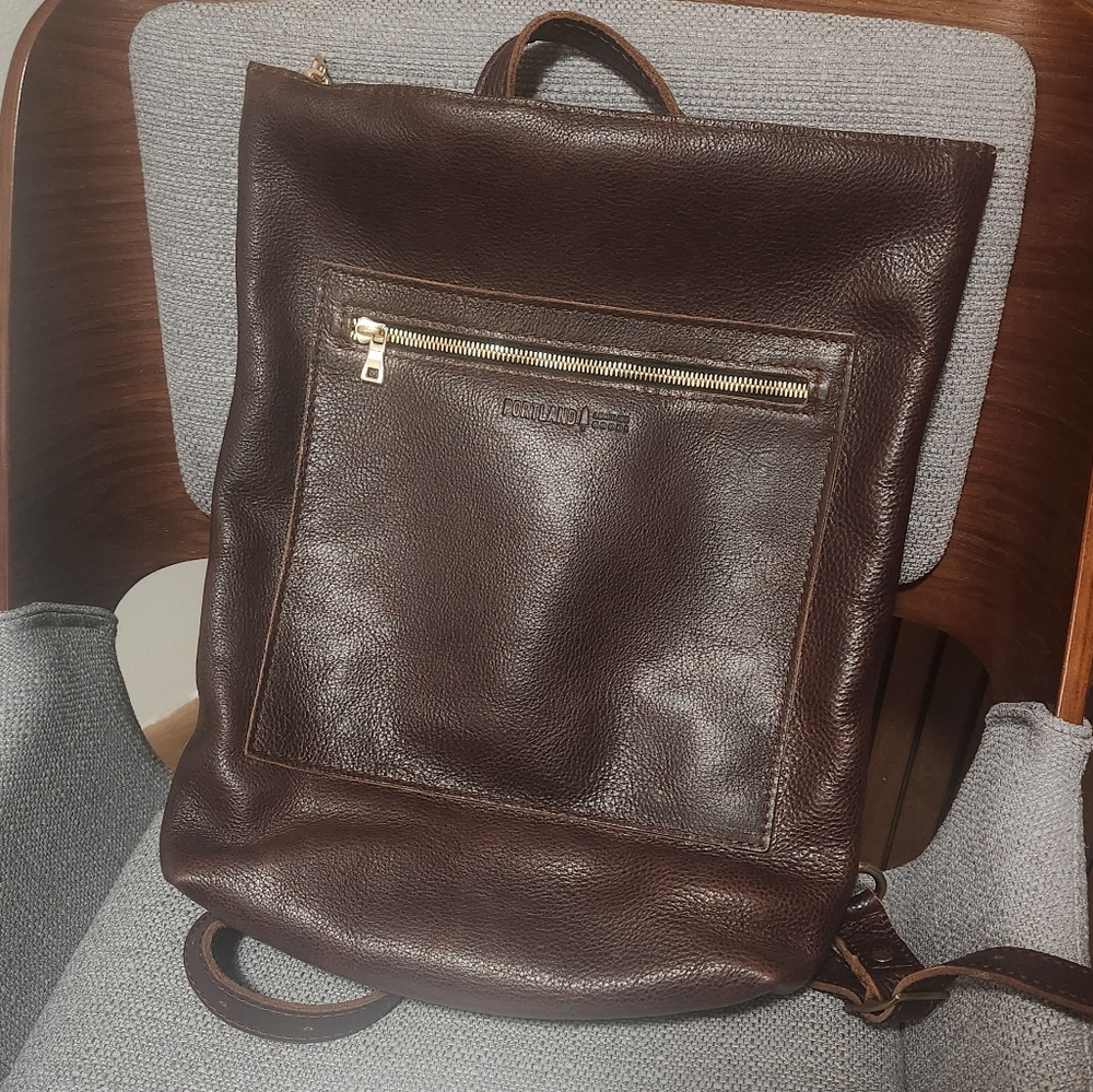 Portland leather goods laptop backpack coldbrew